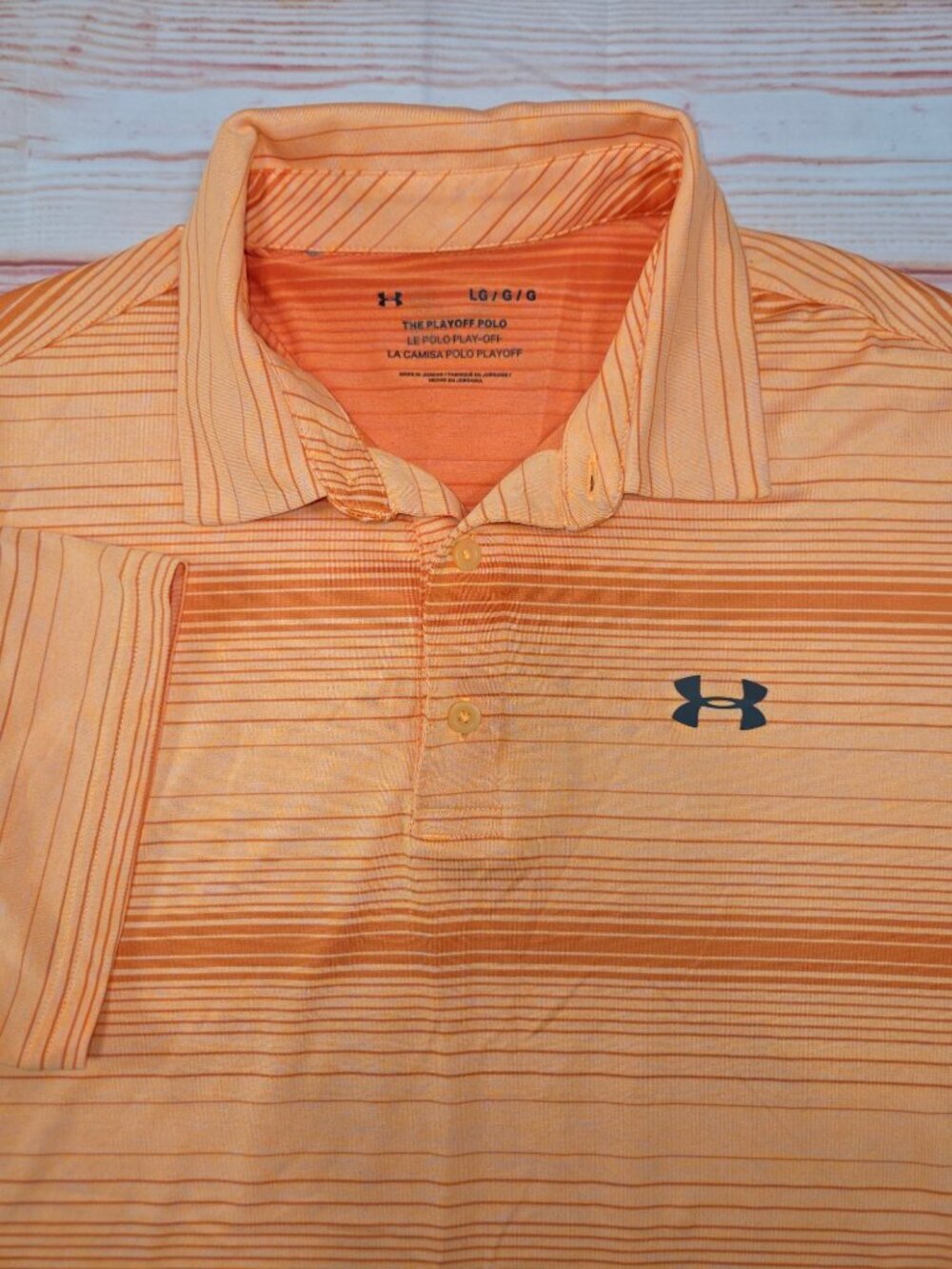 Under Armour Playoff Orange Striped Golf Polo Large